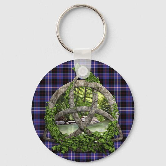 Clan Dunlap Tartan Celtic Trinity Sleutelhanger (Voorkant)