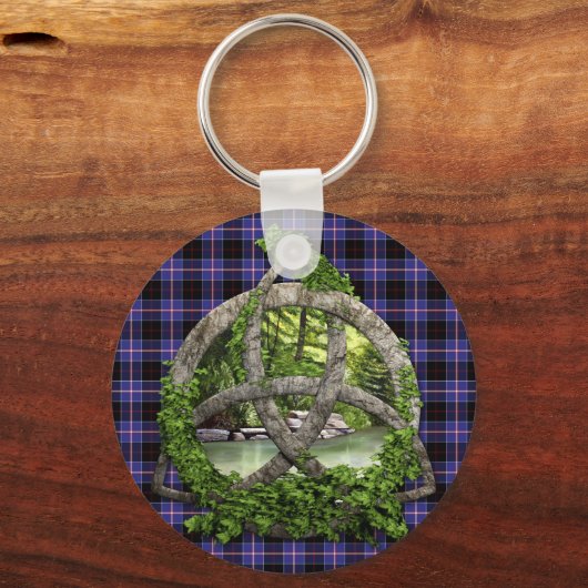 Clan Dunlap Tartan Celtic Trinity Sleutelhanger (Voorkant)