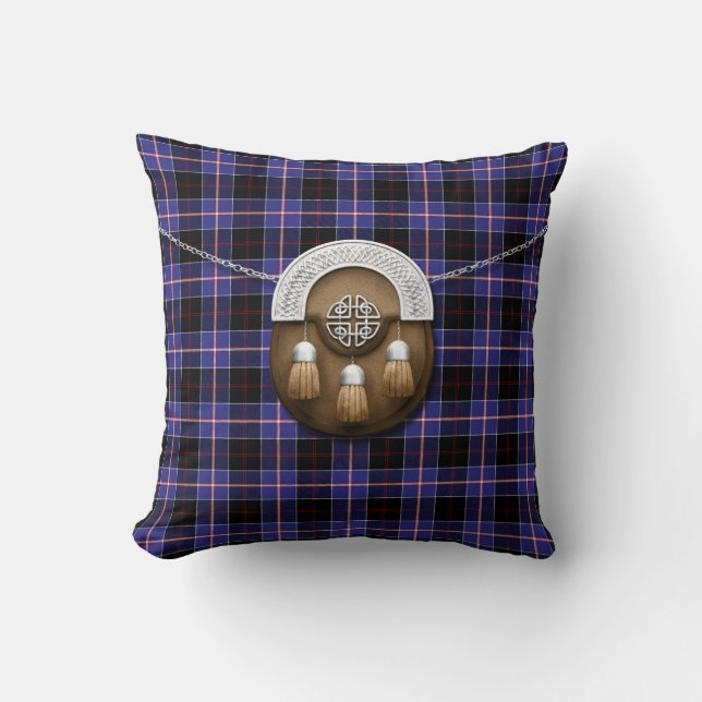 Clan Dunlap Tartan en Sporran Kussen (Voorkant)