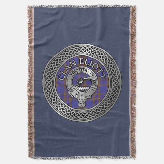 Clan Eliott Crest & Tartan Knot Deken (Voorkant Verticaal)