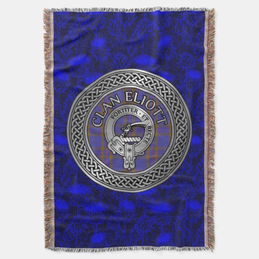 Clan Eliott Crest & Tartan Knot Deken (Voorkant Verticaal)