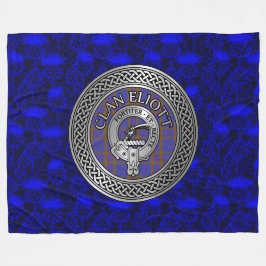 Clan Eliott Crest & Tartan Knot Fleece Deken (Voorkant (Horizontaal))