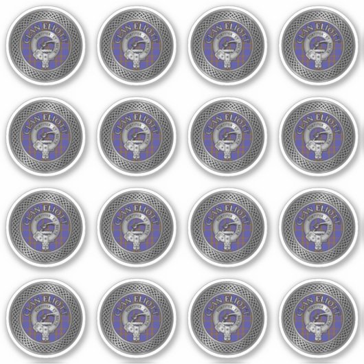 Clan Eliott Crest & Tartan Knot Sticker (Voorkant)
