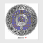 Clan Eliott Crest & Tartan Knot Sticker (Vel)