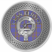 Clan Eliott Crest & Tartan Knot Sticker (Voorkant)