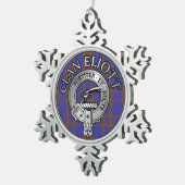 Clan Eliott Crest & Tartan Tin Sneeuwvlok Ornament (Rechts)