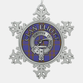 Clan Eliott Crest & Tartan Tin Sneeuwvlok Ornament