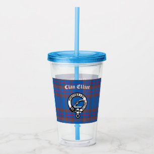 Clan Elliot Crest Badge & Tartan Acryl Drinkbeker