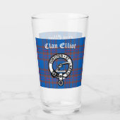 Clan Elliot Crest Badge & Tartan Glas (Achterkant)