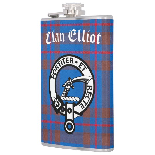Clan Elliot Crest Badge & Tartan Heupfles (Links)