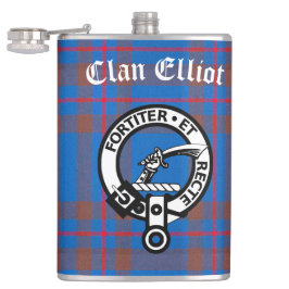 Clan Elliot Crest Badge & Tartan Heupfles