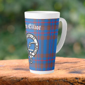 Clan Elliot Crest Badge & Tartan Latte Mok