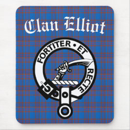 Clan Elliot Crest Badge & Tartan Muismat
