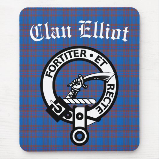 Clan Elliot Crest Badge & Tartan Muismat (Voorkant)