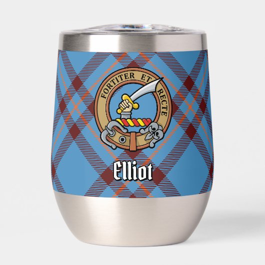 Clan Elliot Crest over het oude Tartan (Voorkant)