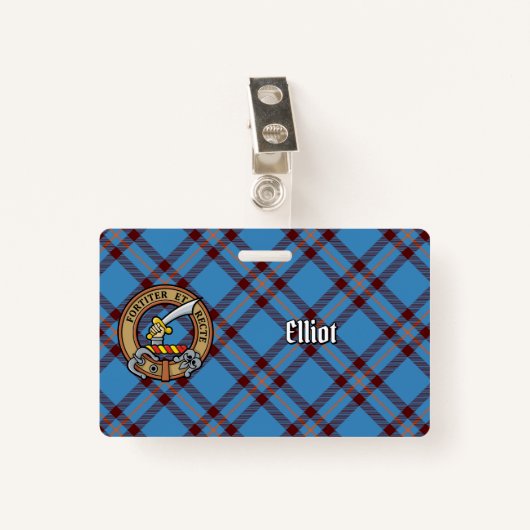 Clan Elliot Crest over het oude Tartan Badge (Voorkant met clip)
