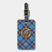 Clan Elliot Crest over het oude Tartan Bagagelabel (Voorkant verticaal)