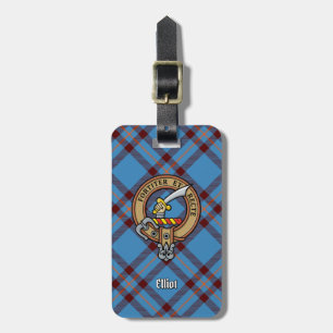 Clan Elliot Crest over het oude Tartan Bagagelabel