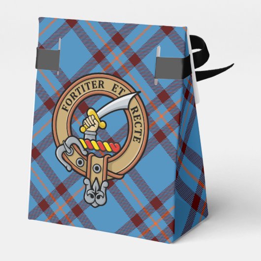 Clan Elliot Crest over het oude Tartan Bedankdoosjes (Achterkant)