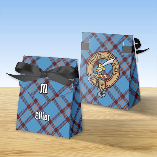 Clan Elliot Crest over het oude Tartan Bedankdoosjes