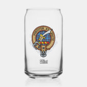 Clan Elliot Crest over het oude Tartan Blikvorm Glas (Voorkant)