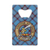 Clan Elliot Crest over het oude Tartan Creditkaart Flessenopener (Voorkant)