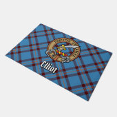 Clan Elliot Crest over het oude Tartan Deurmat (Schuin)
