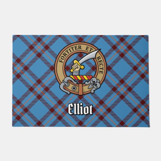 Clan Elliot Crest over het oude Tartan Deurmat (Voorkant)