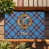 Clan Elliot Crest over het oude Tartan Deurmat