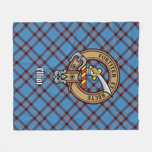 Clan Elliot Crest over het oude Tartan Fleece Deken (Voorkant (Horizontaal))
