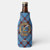 Clan Elliot Crest over het oude Tartan Flesjeskoeler (Fles Voorkant)