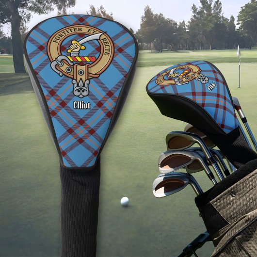 Clan Elliot Crest over het oude Tartan Golfheadcover