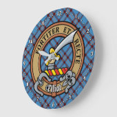 Clan Elliot Crest over het oude Tartan Grote Klok (Hoek)