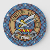 Clan Elliot Crest over het oude Tartan Grote Klok (Voorkant)