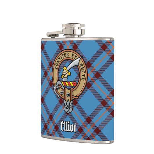 Clan Elliot Crest over het oude Tartan Heupfles (Links)