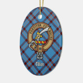 Clan Elliot Crest over het oude Tartan Keramisch Ornament (Links)