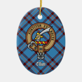 Clan Elliot Crest over het oude Tartan Keramisch Ornament