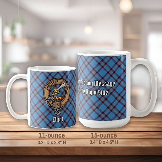 Clan Elliot Crest over het oude Tartan Koffiemok