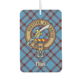 Clan Elliot Crest over het oude Tartan Luchtverfrisser (Voorkant)