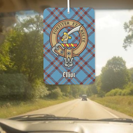 Clan Elliot Crest over het oude Tartan Luchtverfrisser