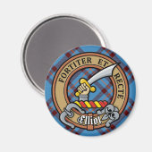 Clan Elliot Crest over het oude Tartan Magneet (Voorkant / Achterkant)