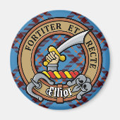 Clan Elliot Crest over het oude Tartan Magneet (Voorkant)