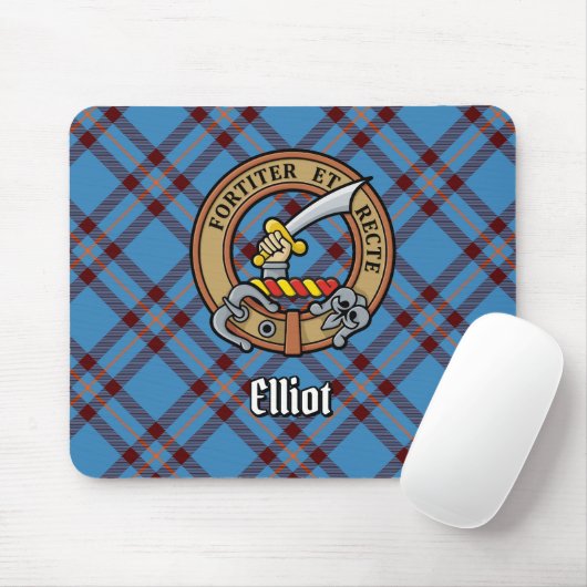 Clan Elliot Crest over het oude Tartan Muismat (Met muis)