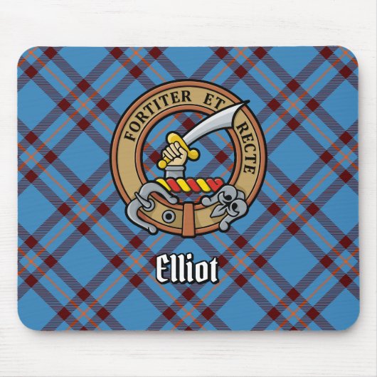 Clan Elliot Crest over het oude Tartan Muismat (Voorkant)