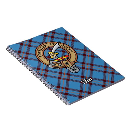 Clan Elliot Crest over het oude Tartan Notitieboek (Rechterzijde)