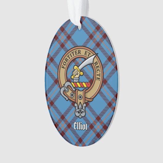Clan Elliot Crest over het oude Tartan Ornament (voorkant)