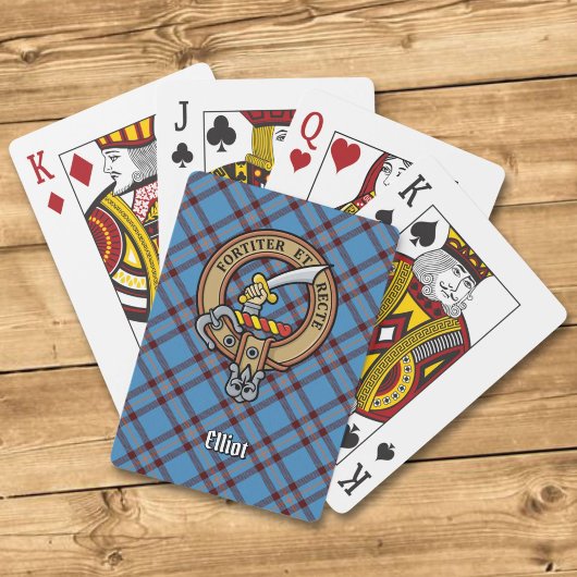 Clan Elliot Crest over het oude Tartan Pokerkaarten