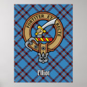 Clan Elliot Crest over het oude Tartan Poster (Voorkant)