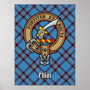 Clan Elliot Crest over het oude Tartan Poster