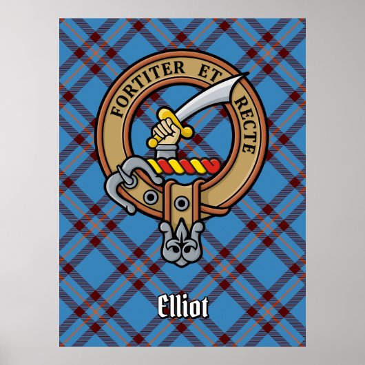 Clan Elliot Crest over het oude Tartan Poster (Voorkant)